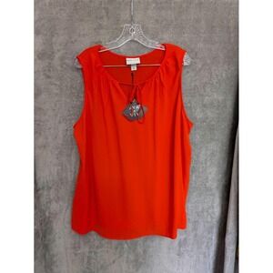 AVA & VIV‎ Blouse Womens 2X Tie-Neck Sleeveless Feminine